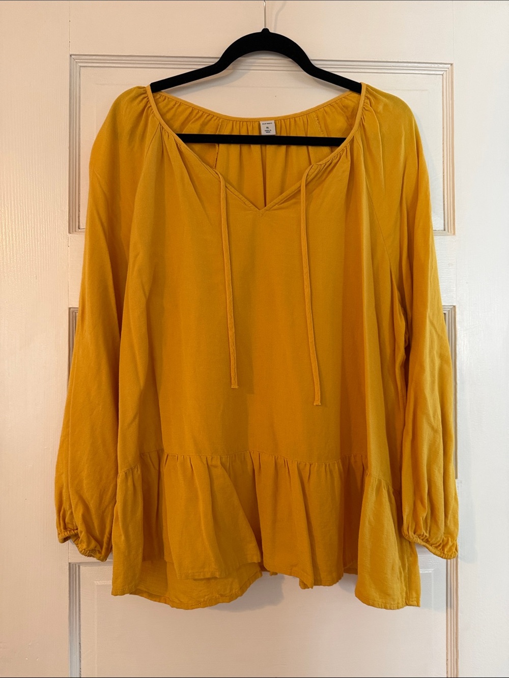 Old Navy Mustard Peplum Tie-Front Tunic